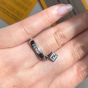 Fendi Silver Chain Ring with Authentication Card
